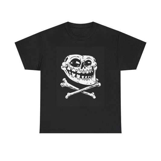 Skull And Bones Creepy Shirt Funny Graphic Smile Unisex Heavy Cotton Tee