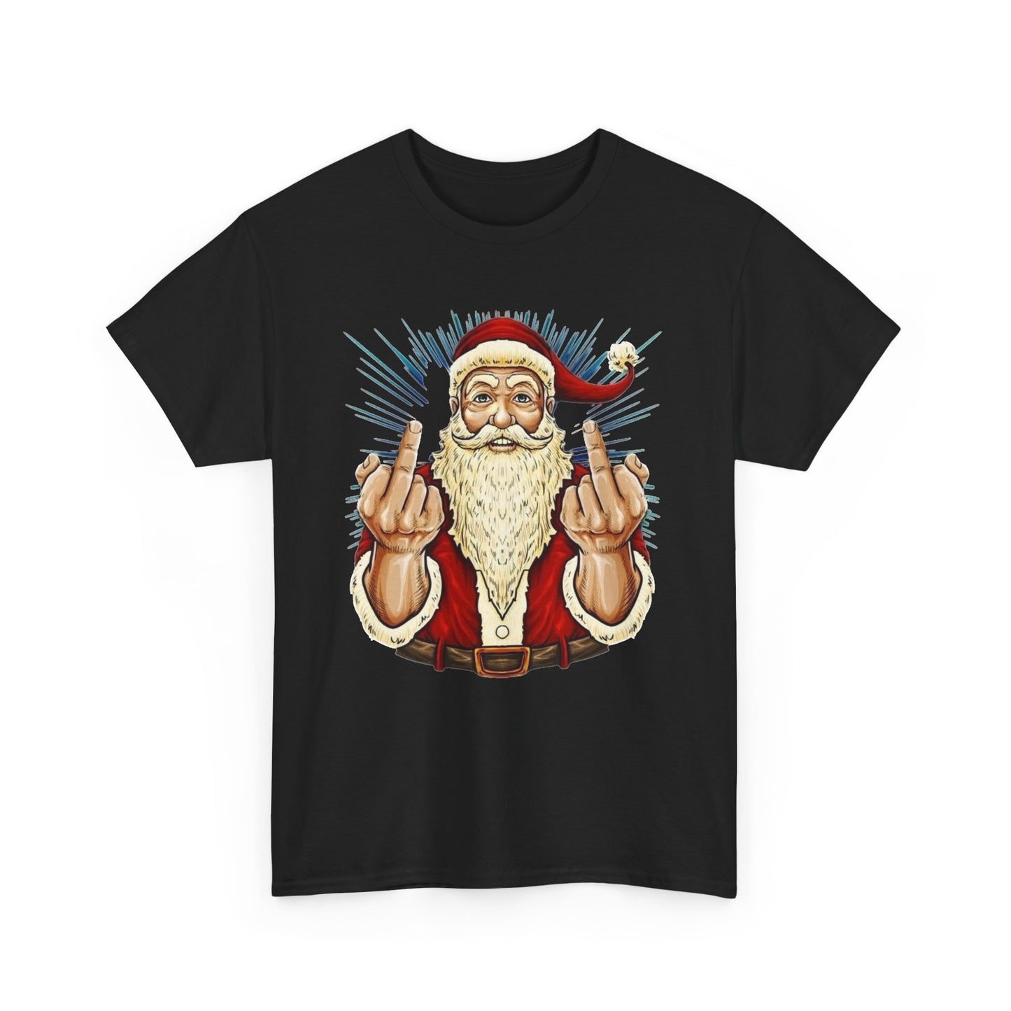 Funny Bad Santa Middle Finger Christmas Graphic T Shirt NEW ADULT