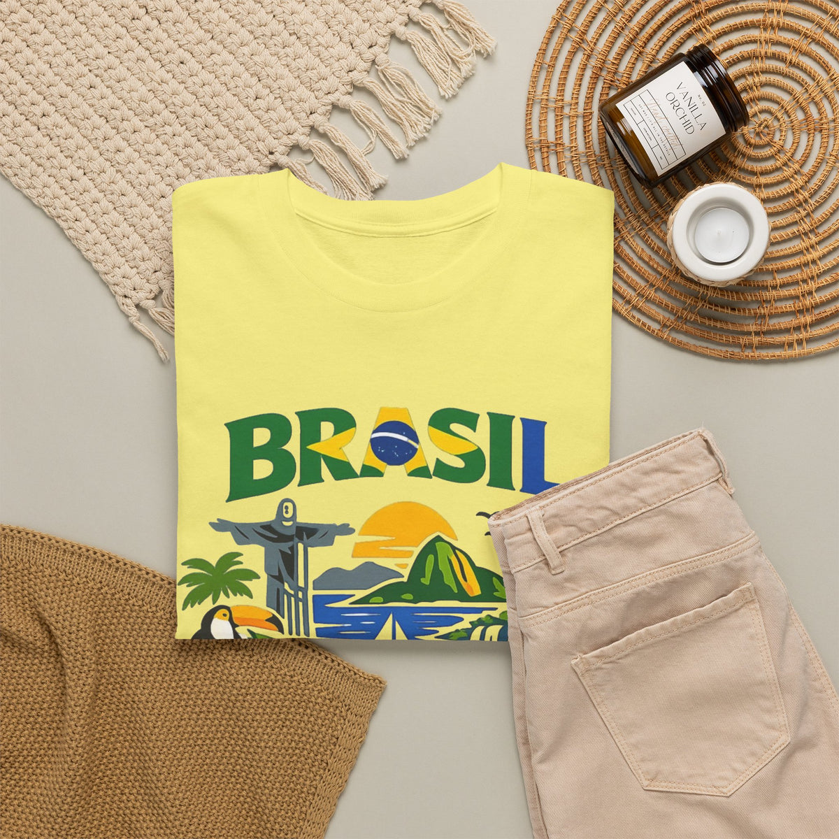 Brazil Flag Retro Graphic T Shirt Men's Heavy Cotton Tee