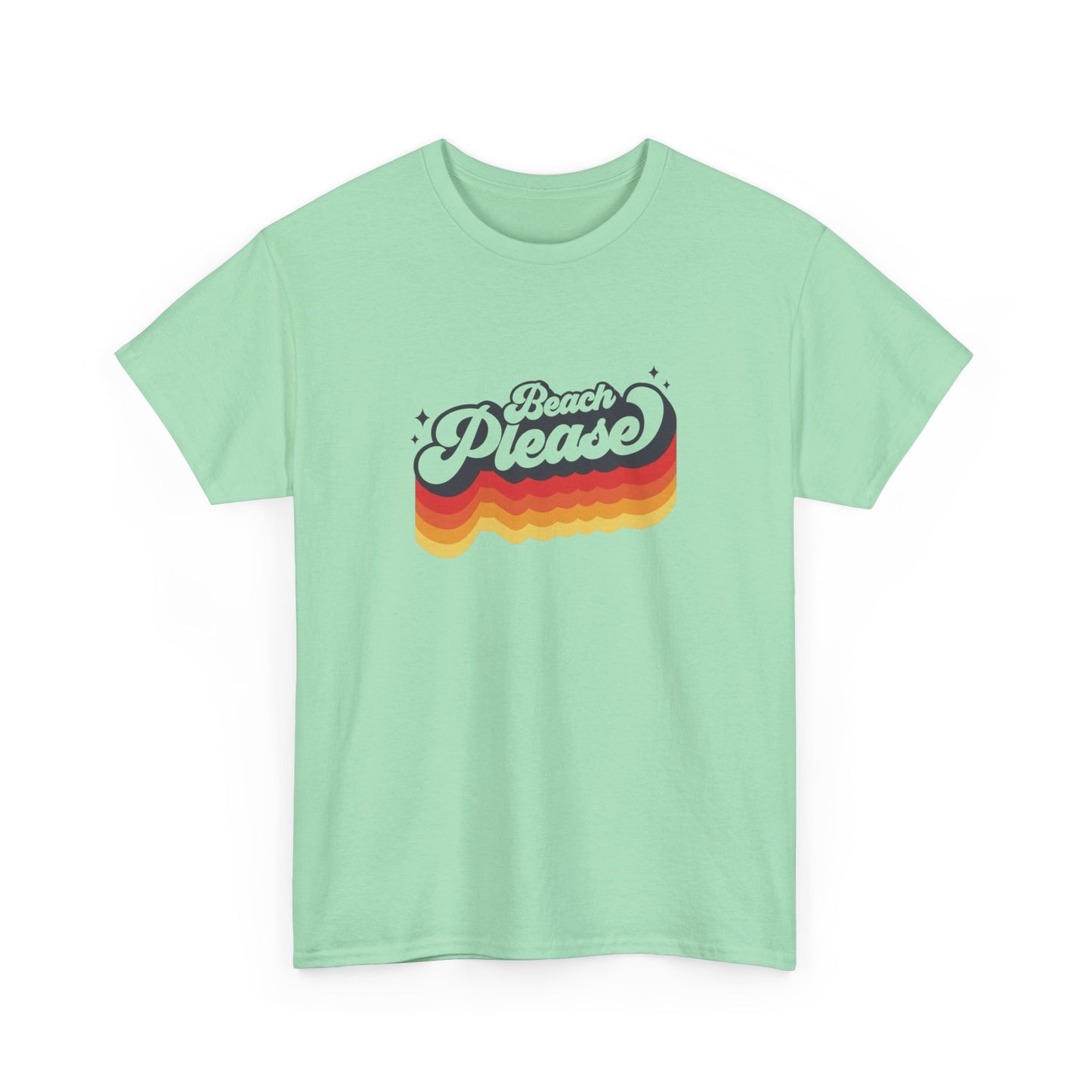 Beach Please Vintage Vacation 70s Graphic T-Shirt Unisex Heavy Cotton Tee