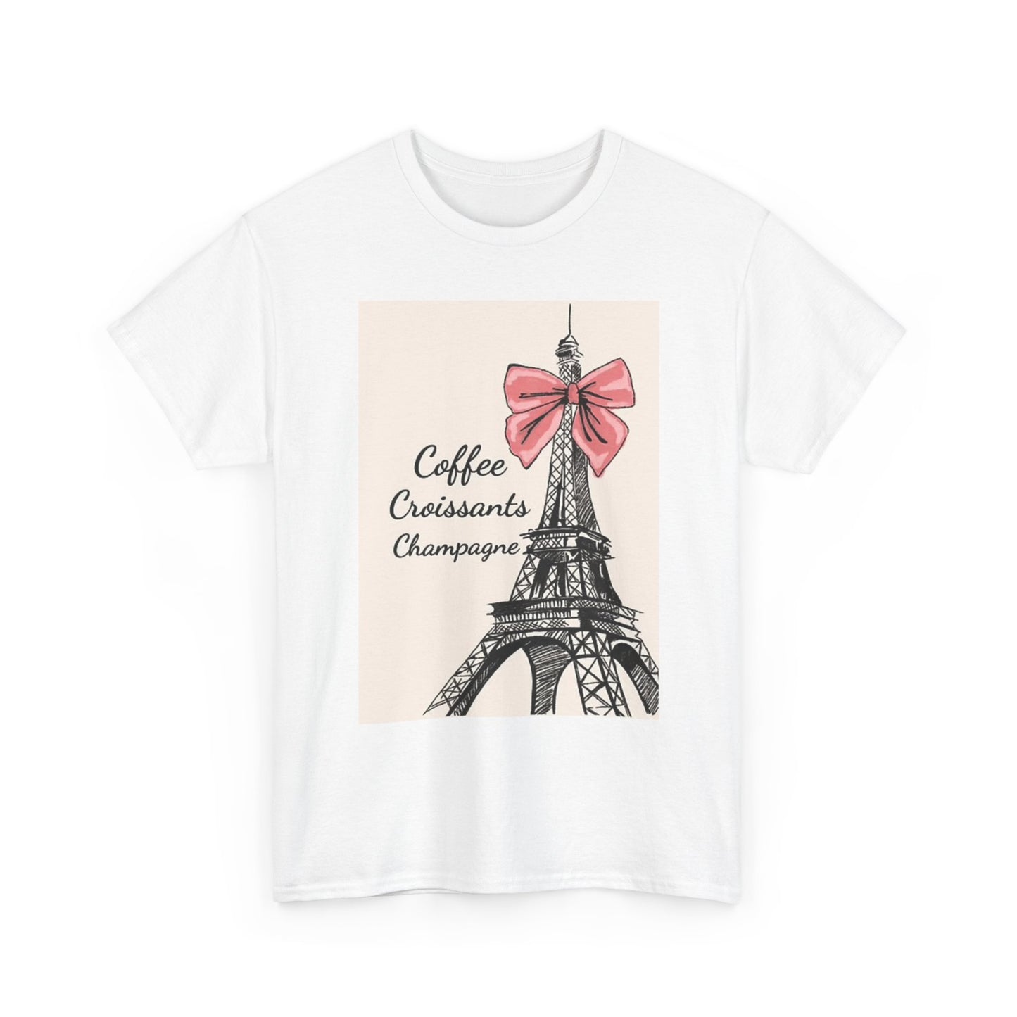 Coffee Croissants Champagne Graphic T SHirt Paris France Unisex Heavy Cotton Tee