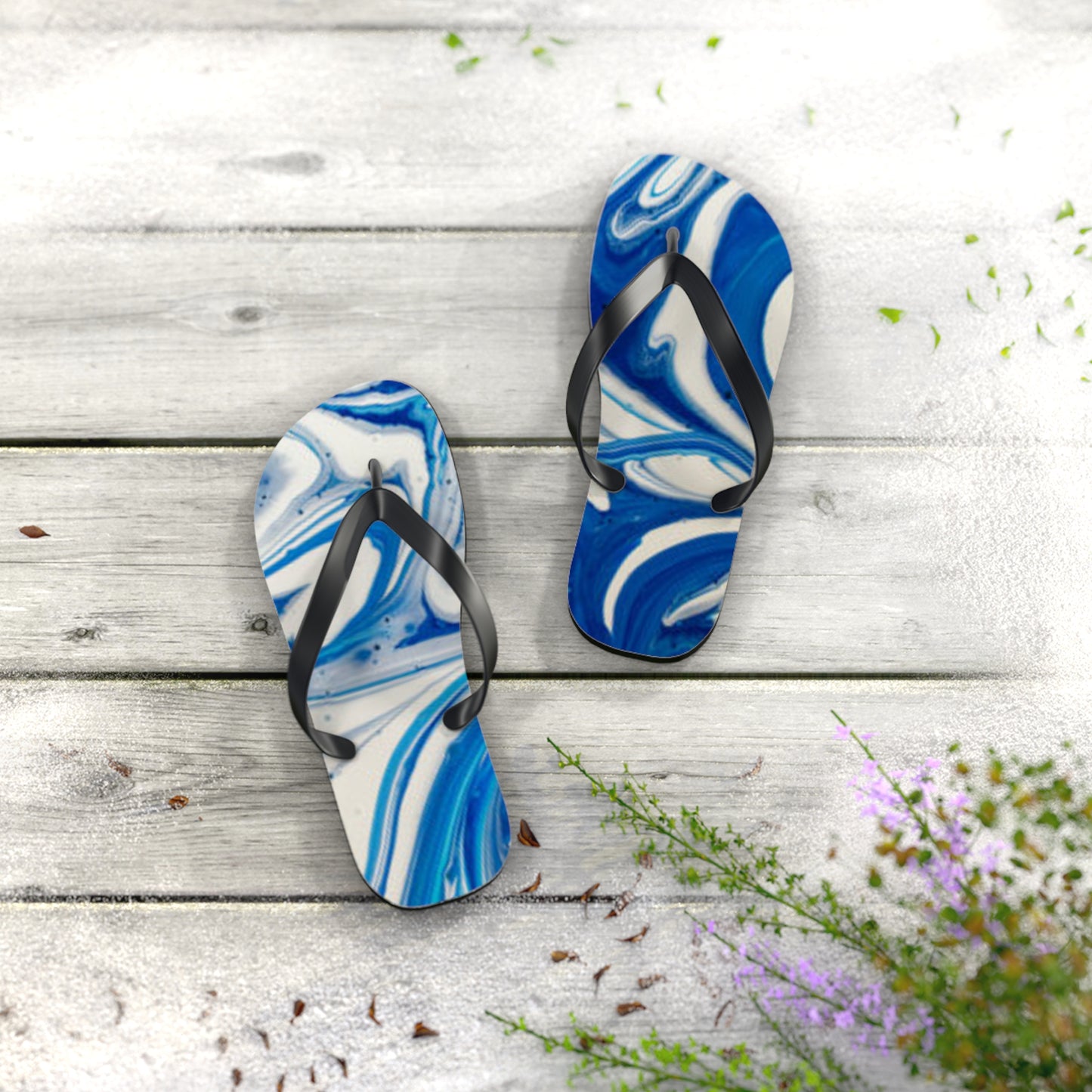 Blue And White Flip Flops, Sandals Slides, Summer Footwear, Brand New