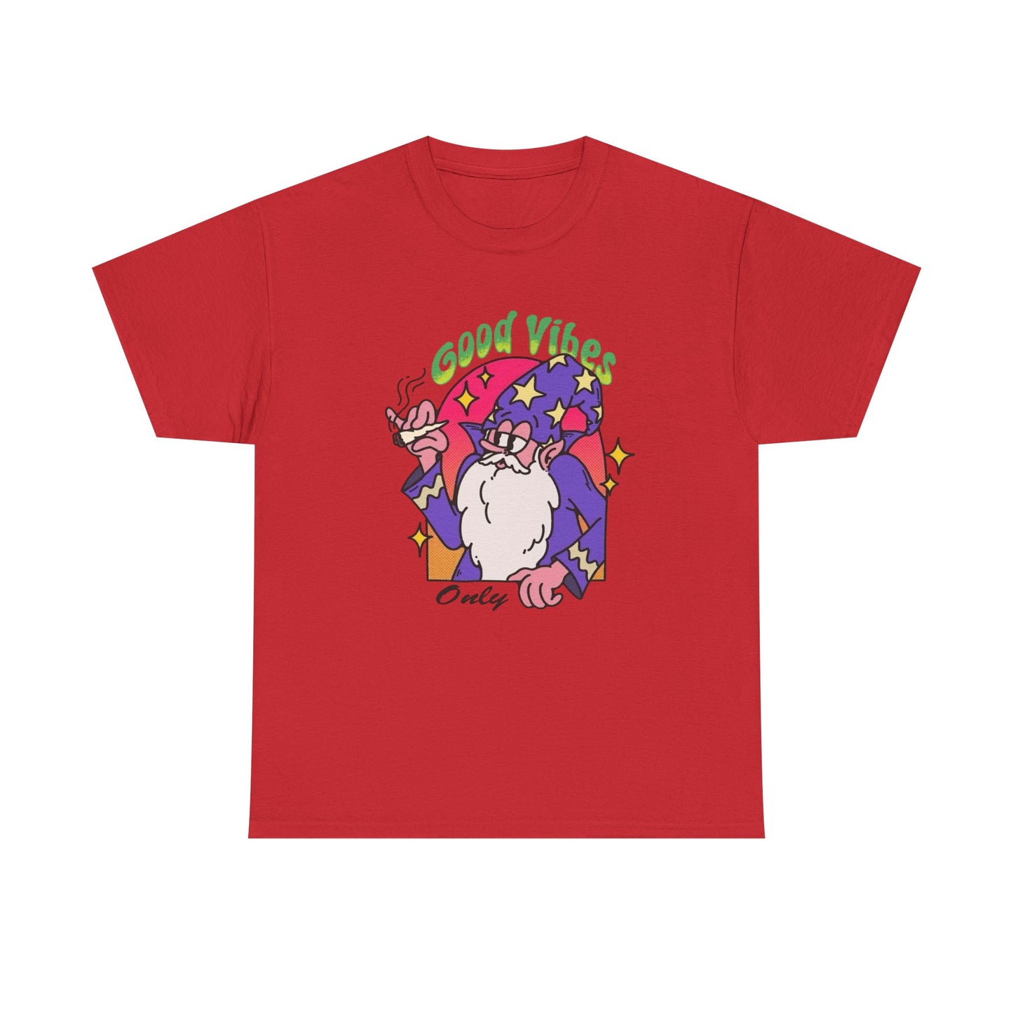 Only Good Vibes Wizard T Shirt Graphic Unisex Heavy Cotton Tee NEW GIFT
