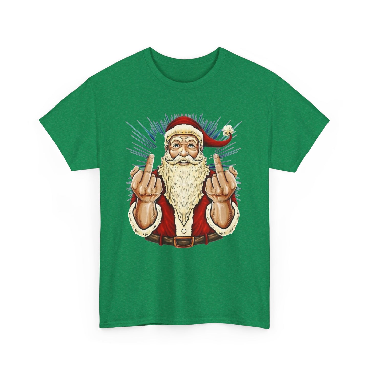 Funny Bad Santa Middle Finger Christmas Graphic T Shirt NEW ADULT