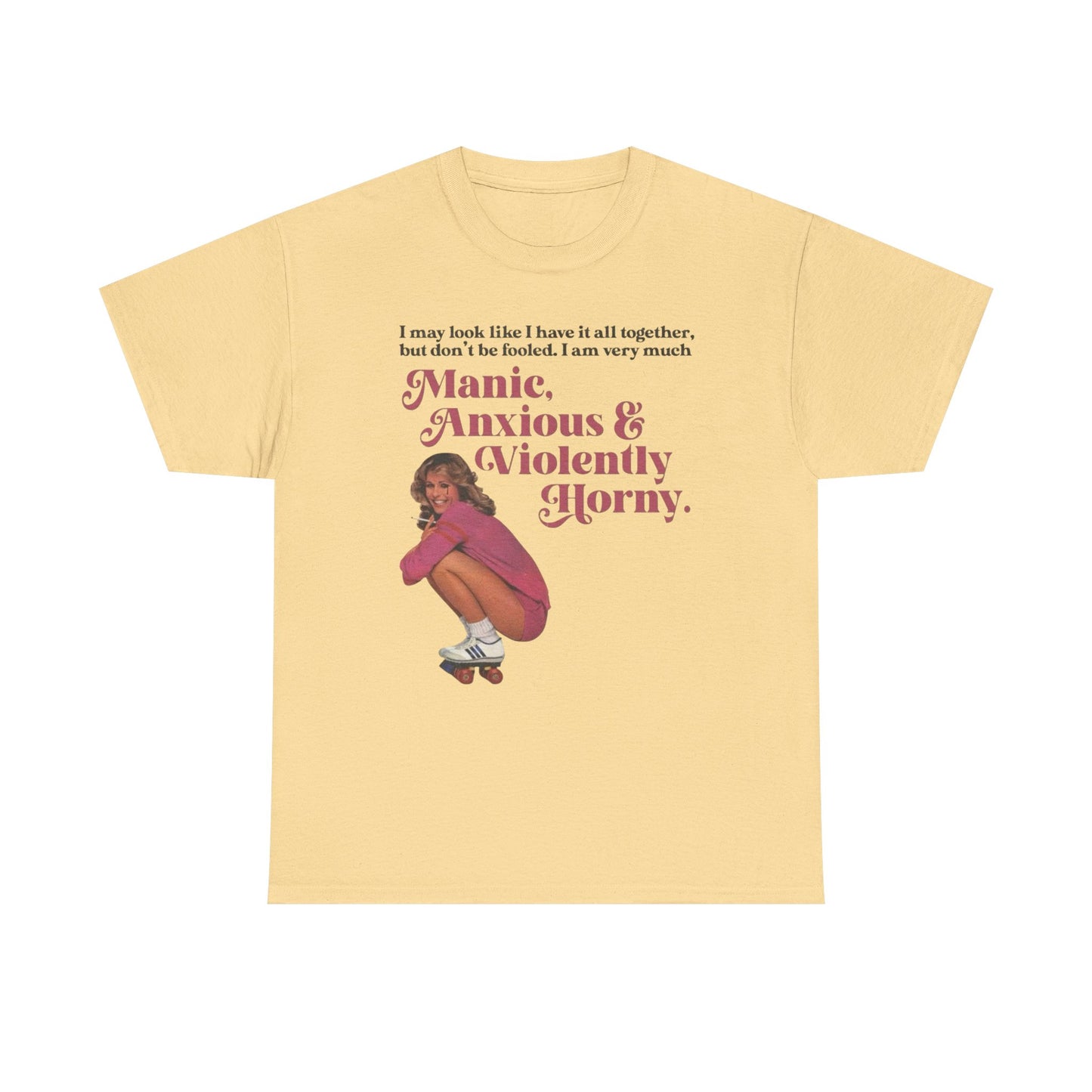 Anxious And Violently Horny Vintage Graphic T-Shirt Womens Comfy Cotton Tee NEW