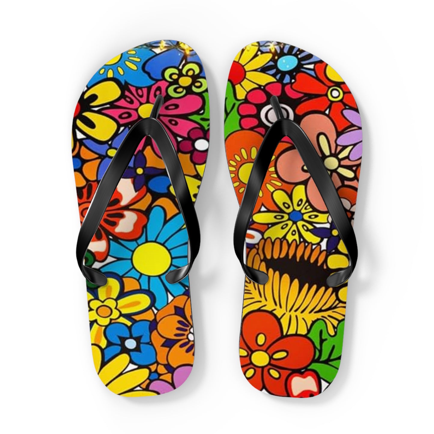 Waves And Sun Sandals Groovy Vibes Summer Flip Flops Slides BRAND NEW