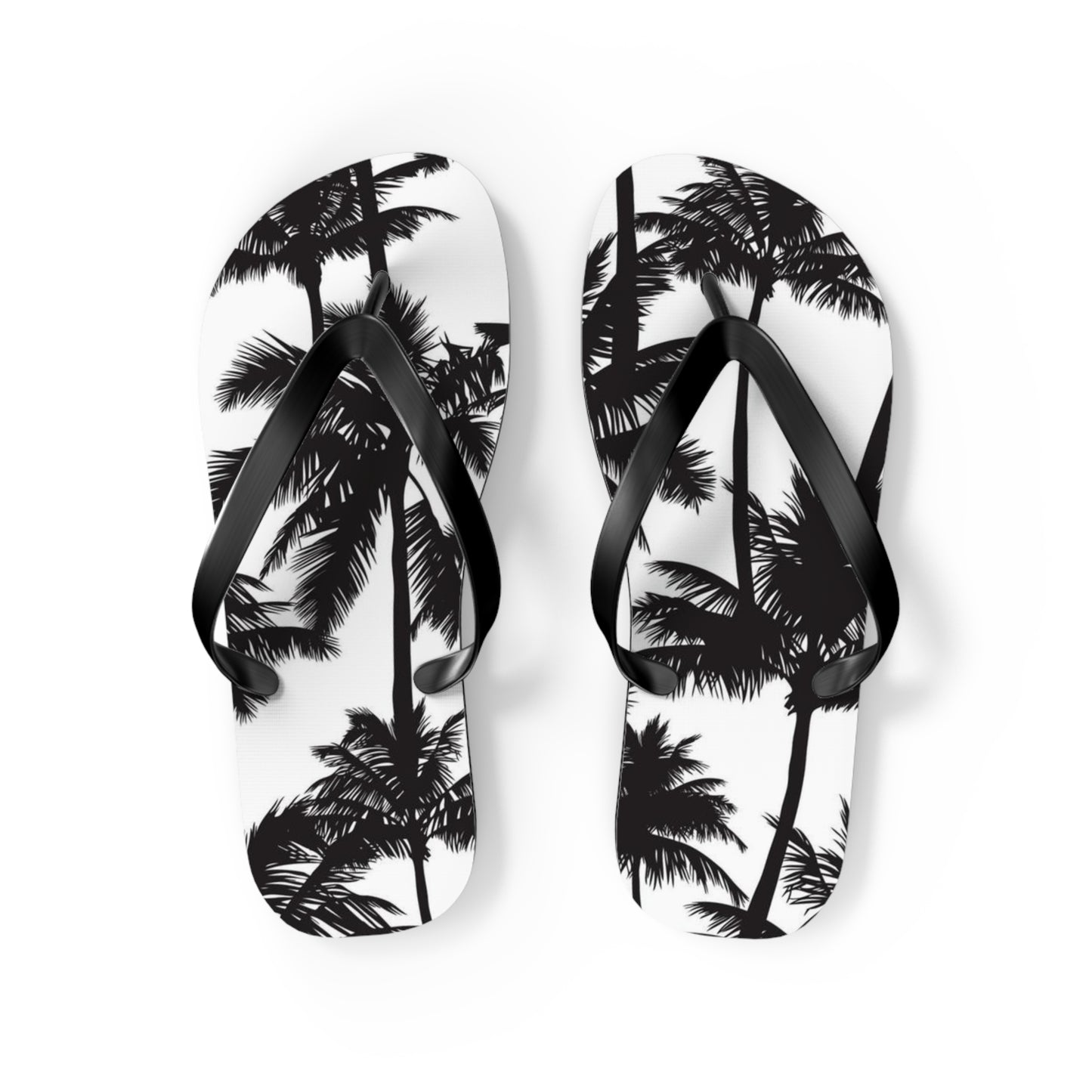 Black And White Palm Trees Sandals Summer Flip Flops Slides BRAND NEW