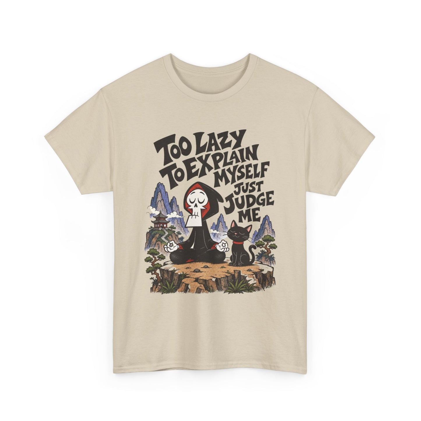 Too Lazy To Explain Myself Funny Graphic T Shirt Men's Heavy Cotton Tee