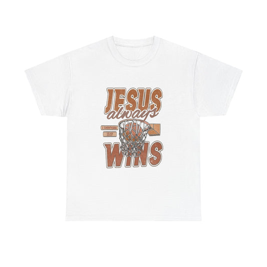 Jesus Always Wins Graphic T Shirt Unisex Heavy Cotton Tee