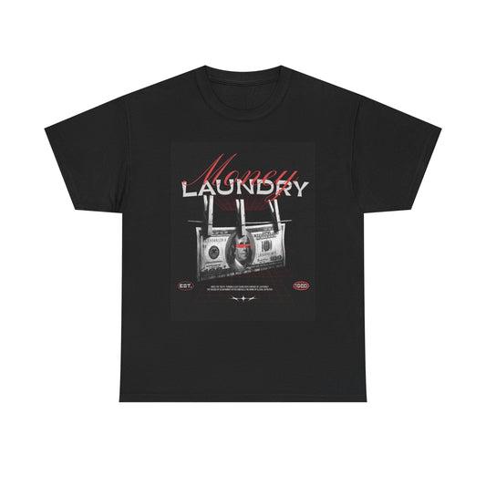 Money Laundry Graphic T Shirt Streetwear Apparel Unisex Heavy Cotton Tee