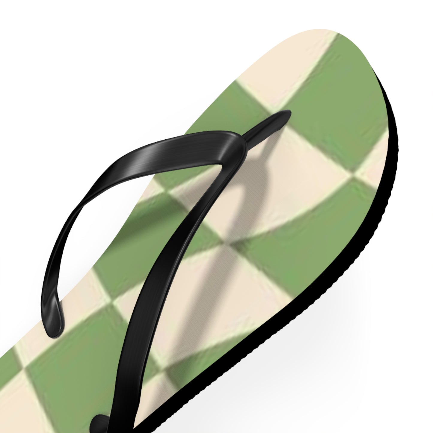 Checkered Wavy Green Sandals, Beach Shoes, Vacation Flip Flops, Pool Slides
