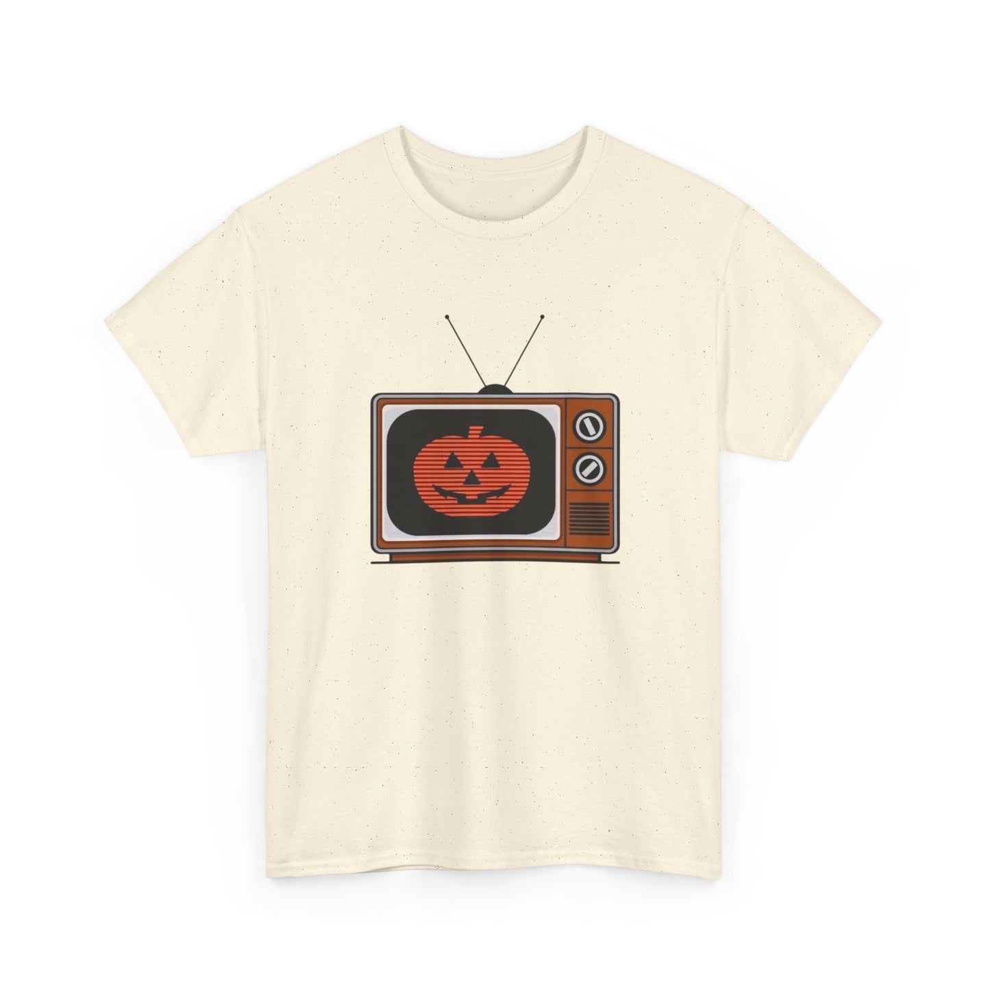 Halloween Pumpkin Tv Retro Graphic T Shirt Unisex Heavy Cotton Tee