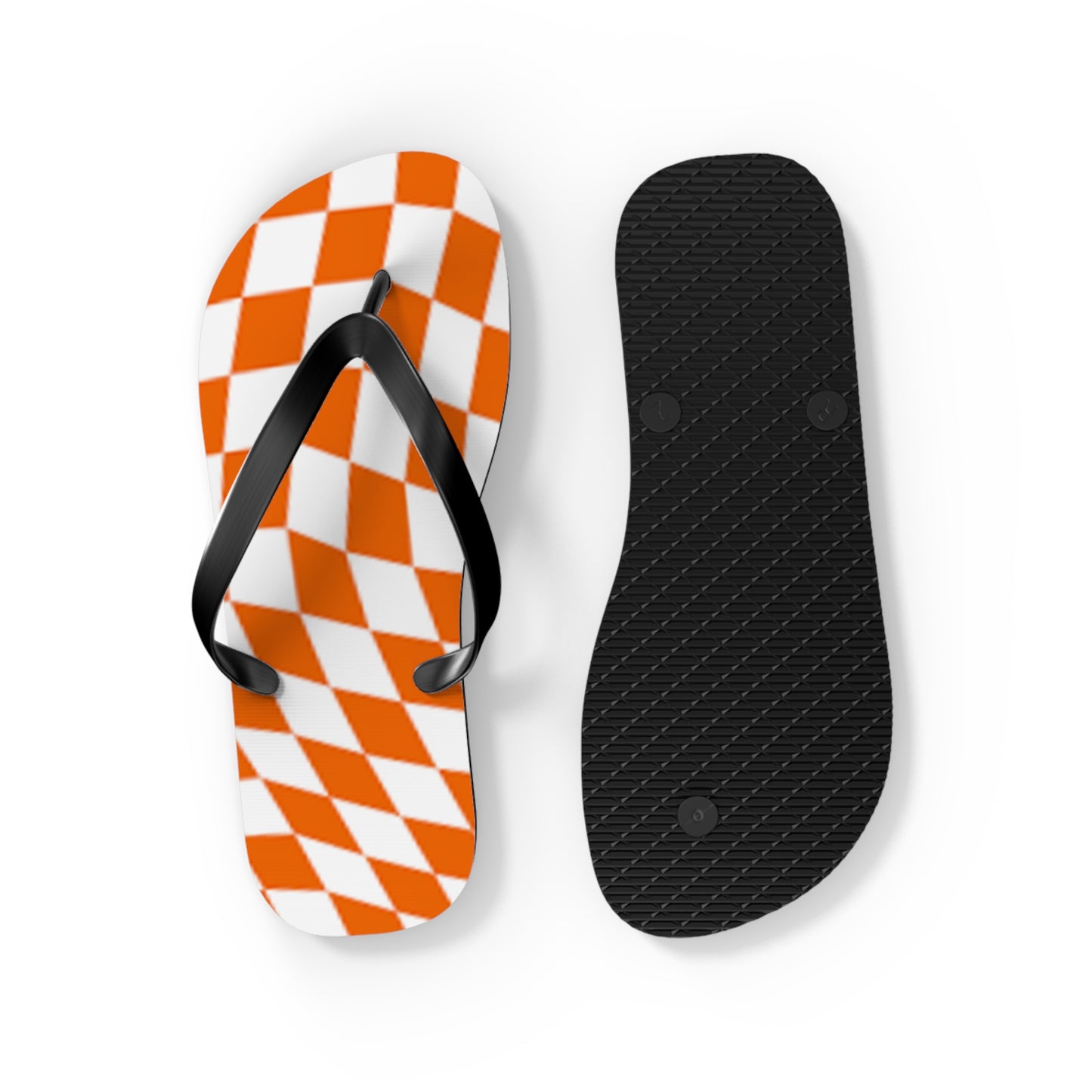 Orange Checkered Wavy Sandals, Beach Shoes, Vacation Flip Flops, Pool Slides