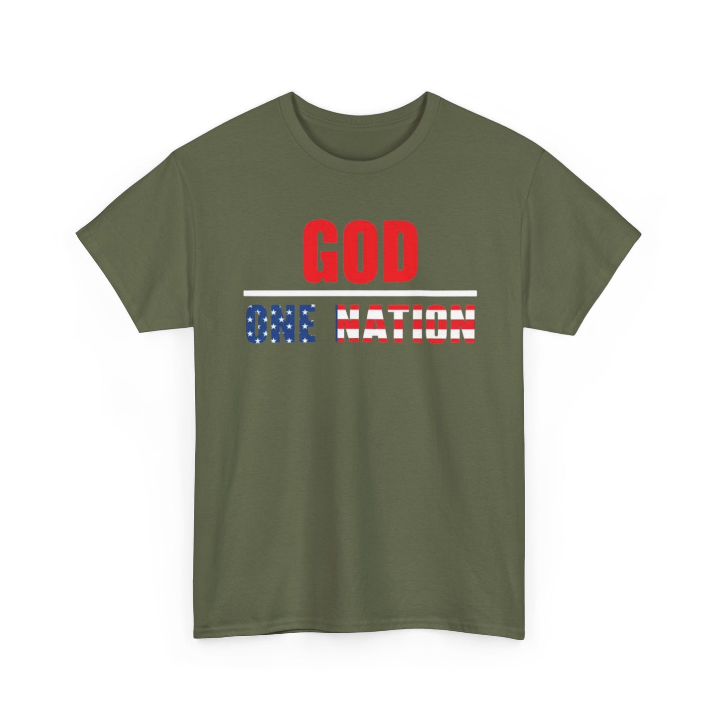 God One Nation Tshirt American Flag USA 1776 July 4th Unisex Heavy Cotton Tee