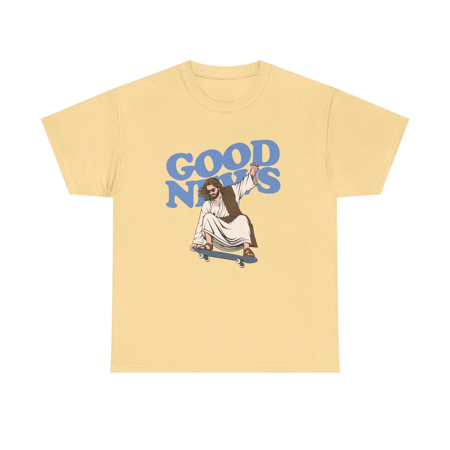 Good News Jesus Skateboarding Graphic T Shirt Men's Heavy Cotton Tee - Quality - Modern True to Size