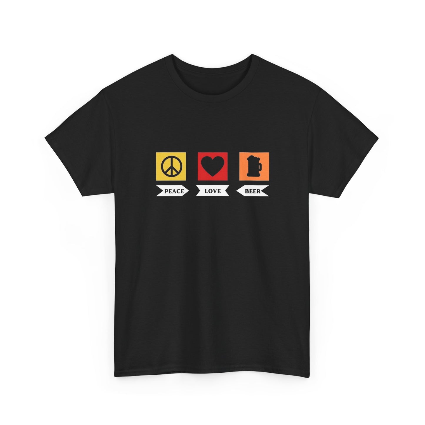 Peace Love And Beer Jokes Graphic T Shirt NEW GIFT Unisex Heavy Cotton Tee