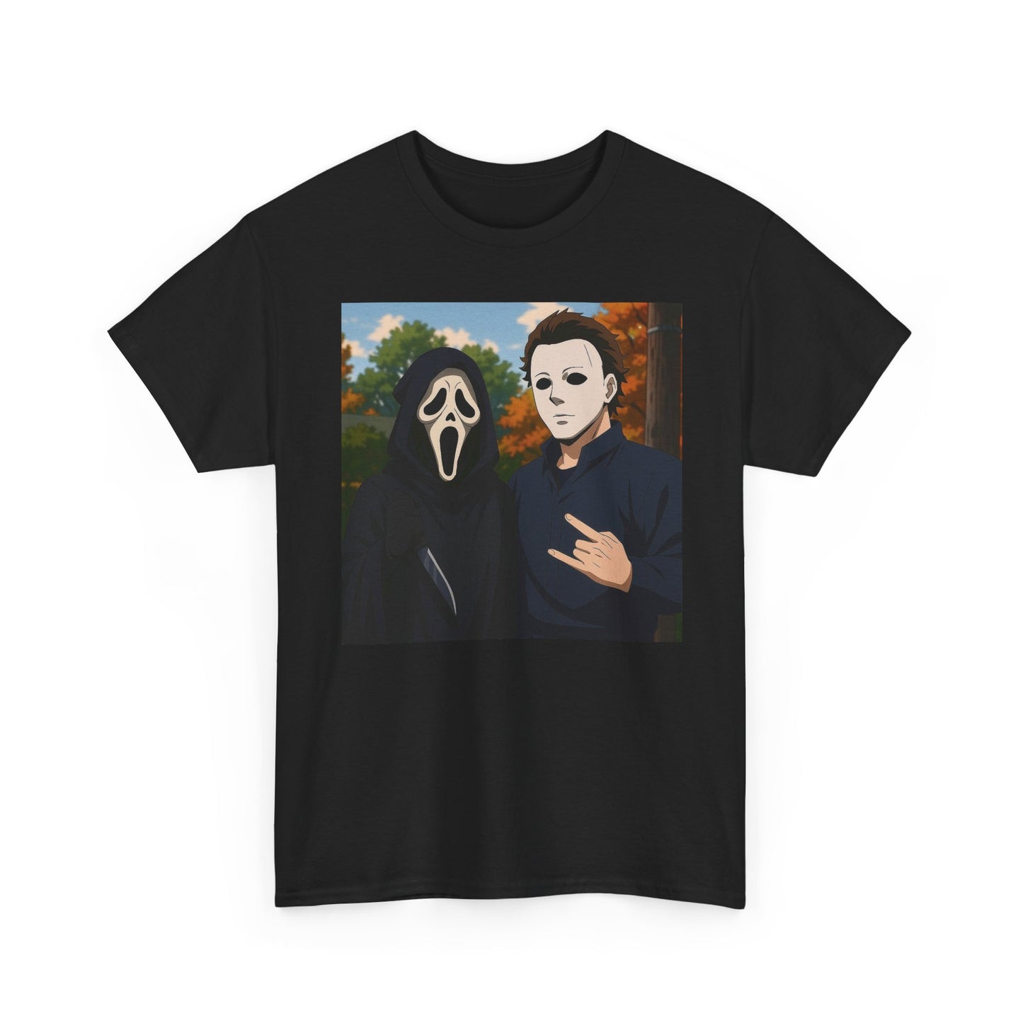 Scream And Mike Myers Funny Graphic T-Shirt Comfy Cotton Tee Brand NEW