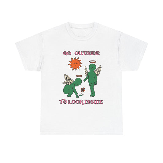 Go Outside To Look Inside Graphic T Shirt NEW Adult Unisex Heavy Cotton Tee