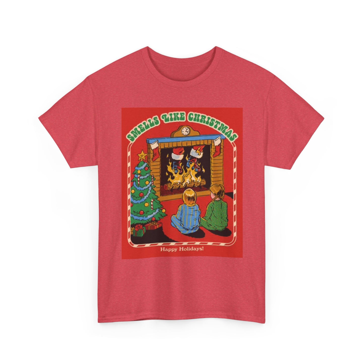 Smells Like Christmas Funny Santa Graphic T Shirt Unisex Heavy Cotton Tee