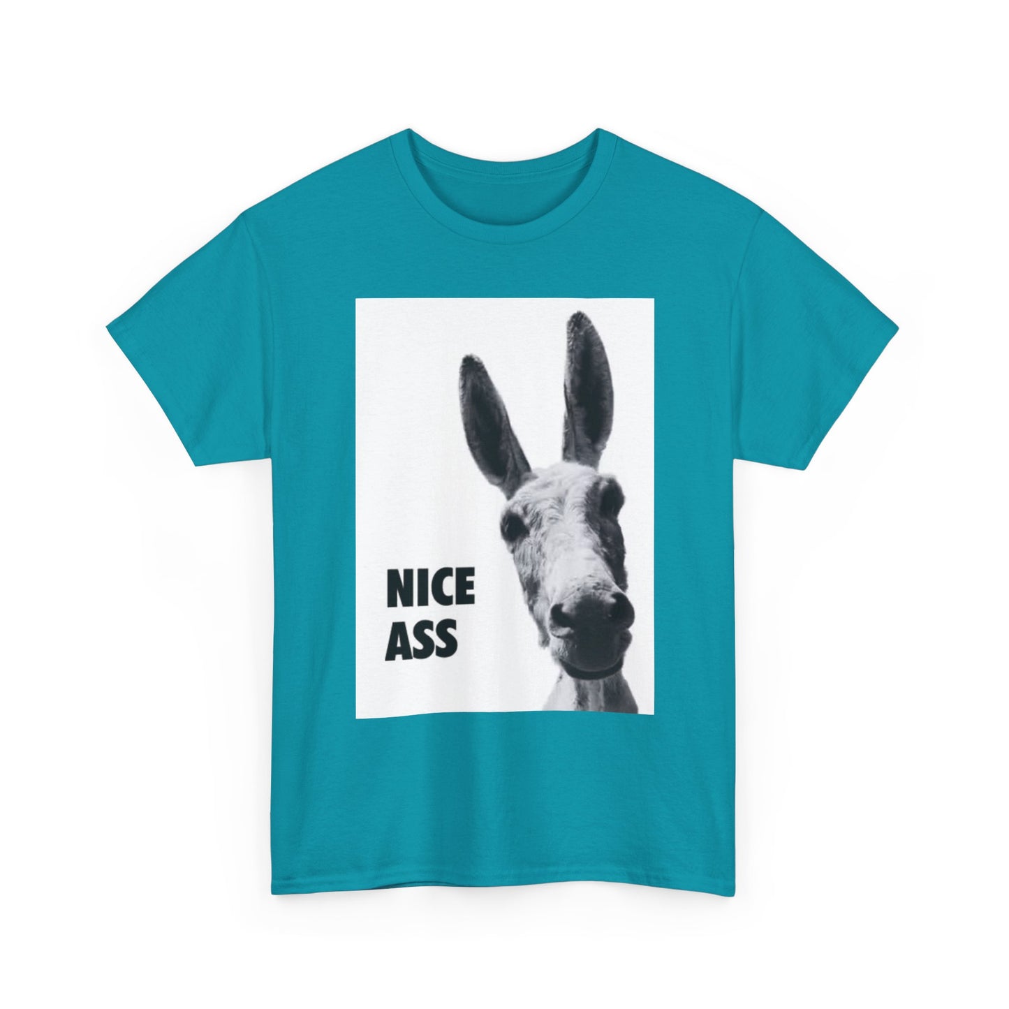 Nice Ass T Shirt Funny Donkey Animal Jokes Comedy Gift Unisex Heavy Cotton Tee