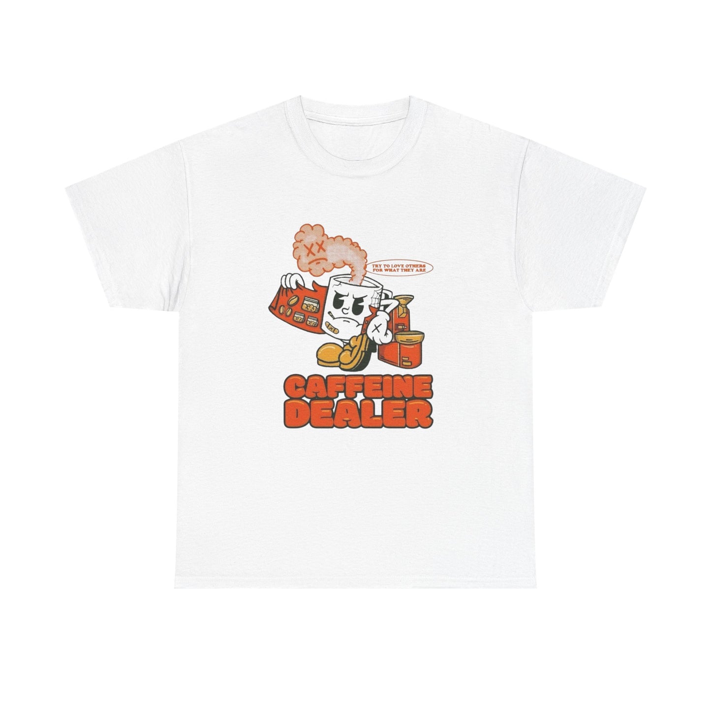Caffeine Dealer Funny Graphic T Shirt Unisex Heavy Cotton Tee