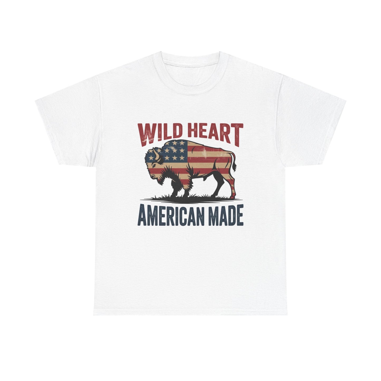 Bison Wild Heart American Made Graphic T Shirt Men's Heavy Cotton Tee