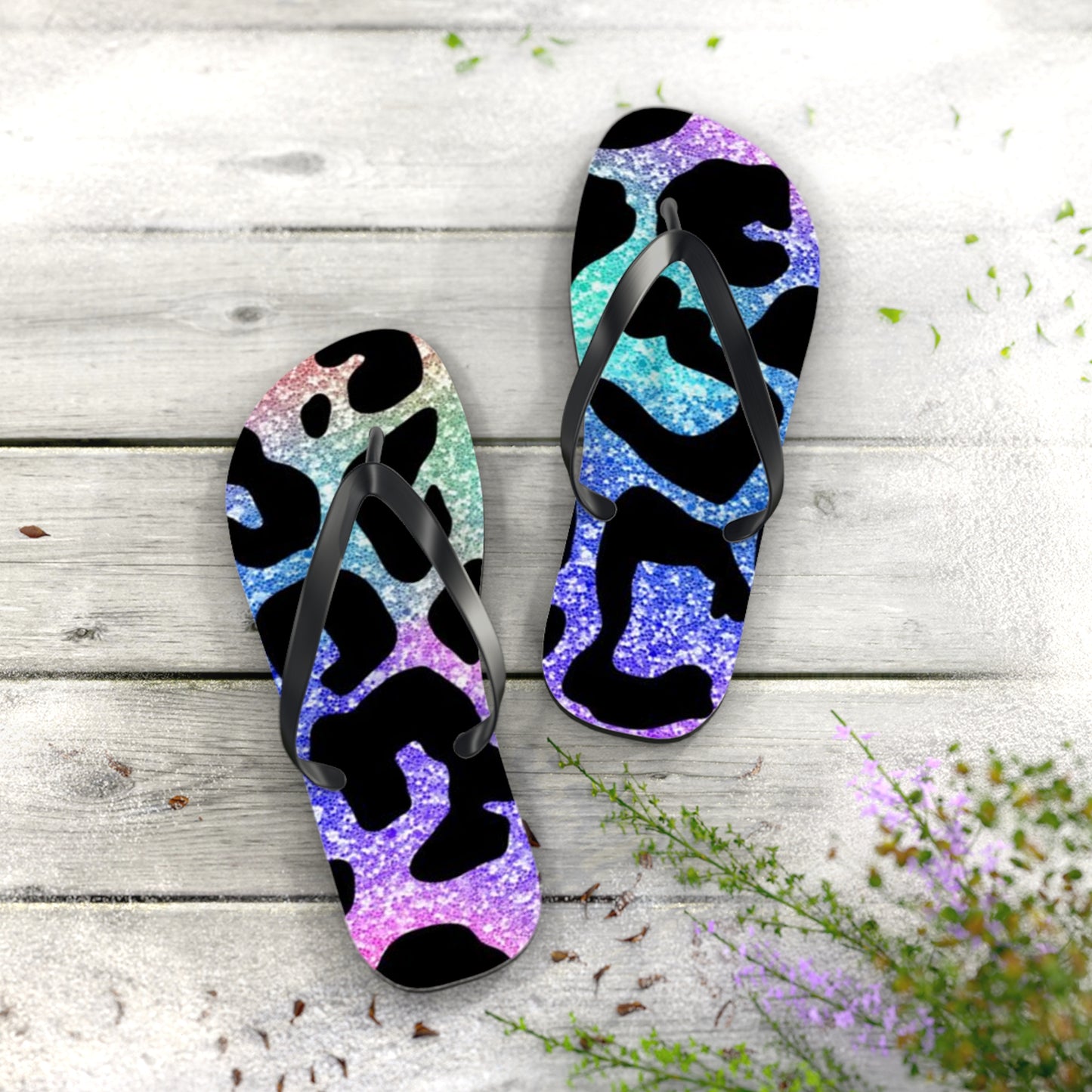 Glitter Animal Beach Sandals, Slides for Summer, Flip Flops, Water Resistant