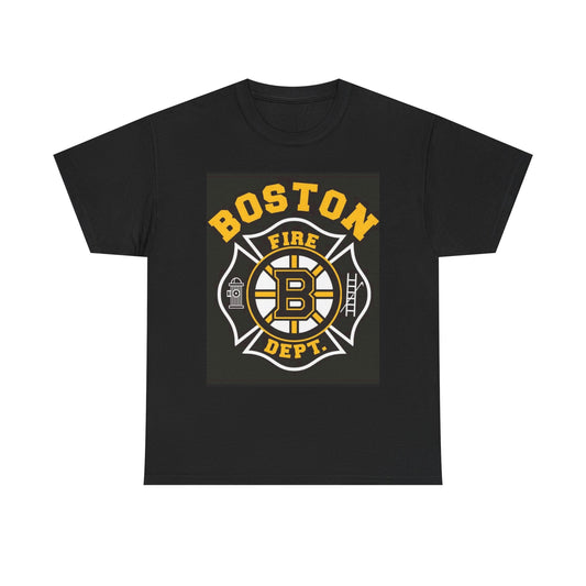 Boston Bruins Fire Department Graphic T Shirt Unisex Heavy Cotton Tee