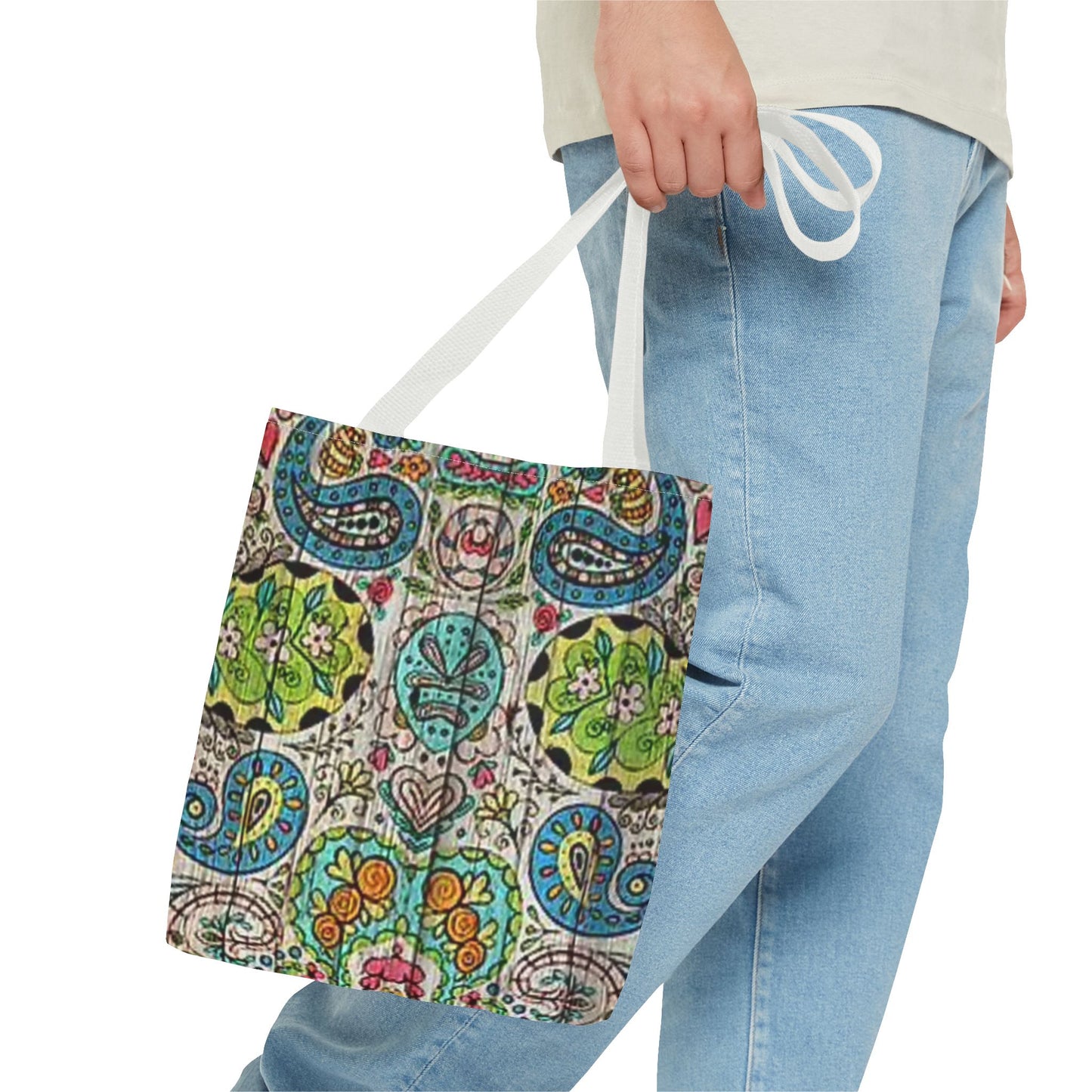 Multi Paisley Green Blue Tan Color BRAND NEW MODERN Tote Bag (AOP)