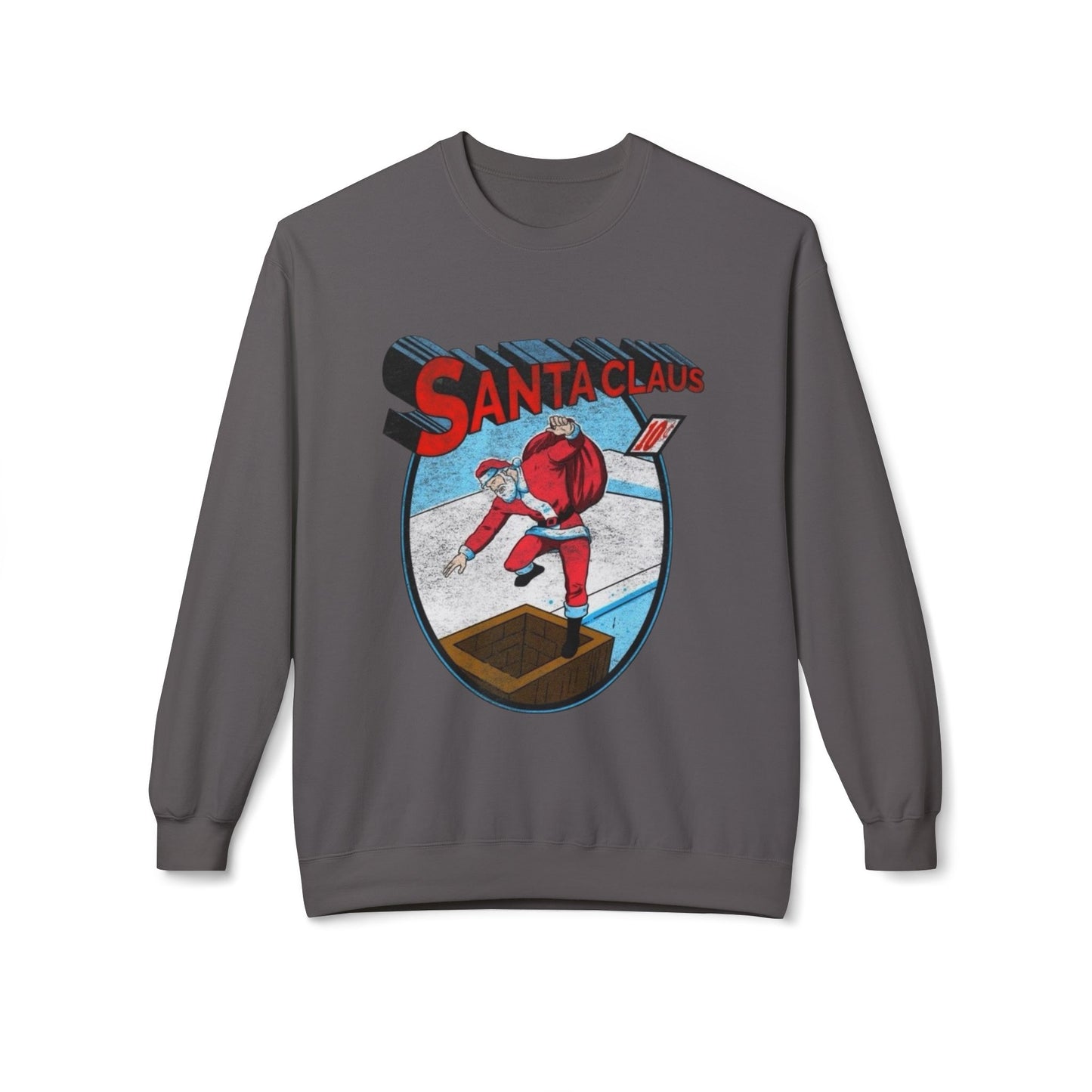 Santa Clause Cartoon Sweater NEW Unisex Fleece Crewneck Sweatshirt