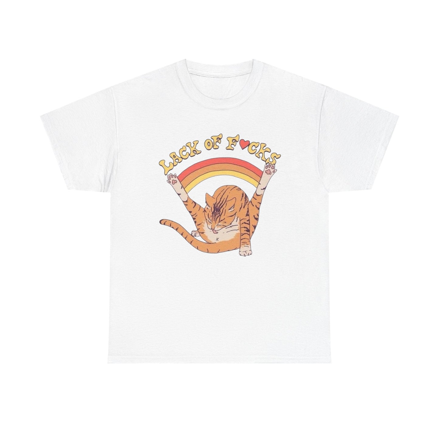 Lack Of Cares Funny Cat Rainbow Graphic T Shirt NEW Adult Tee
