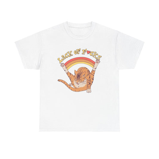 Lack Of Cares Funny Cat Rainbow Graphic T Shirt NEW Adult Tee