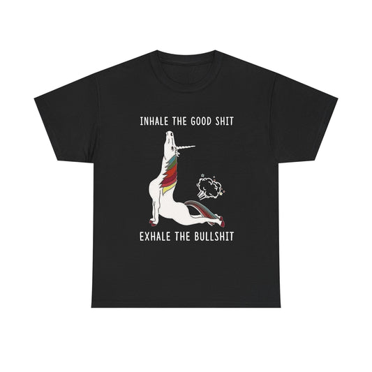 Inhale The Good Exhale The Bad Hilarious Graphic T Shirt NEW Unisex Heavy Cotton