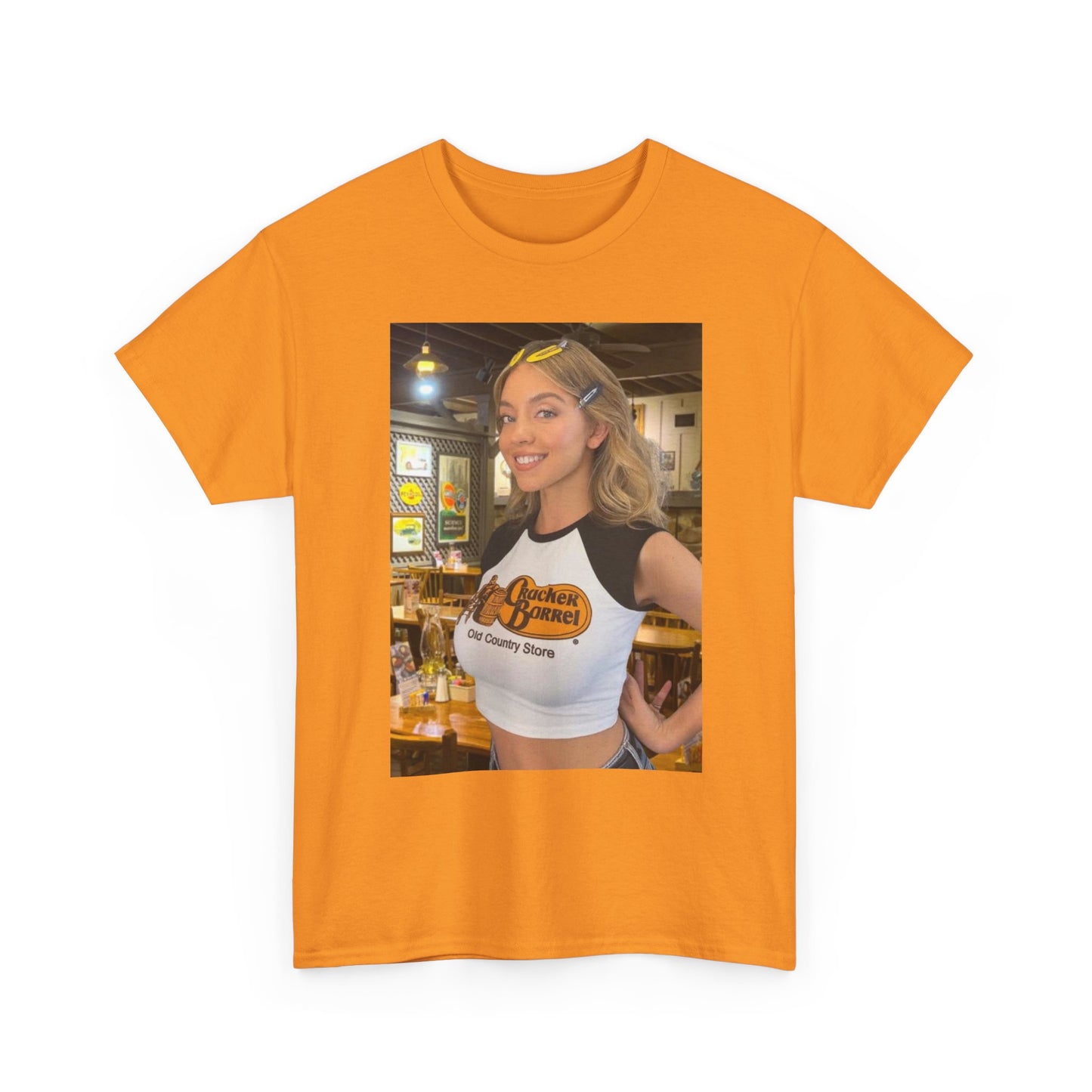 Sydney Sweeney Graphic T Shirt Cracker Barrel Funny Gift Unisex Heavy Cotton Tee