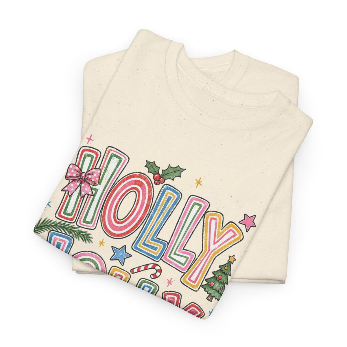 Holly Jolly Christmas Lettering Tee Men's Graphic T Shirt