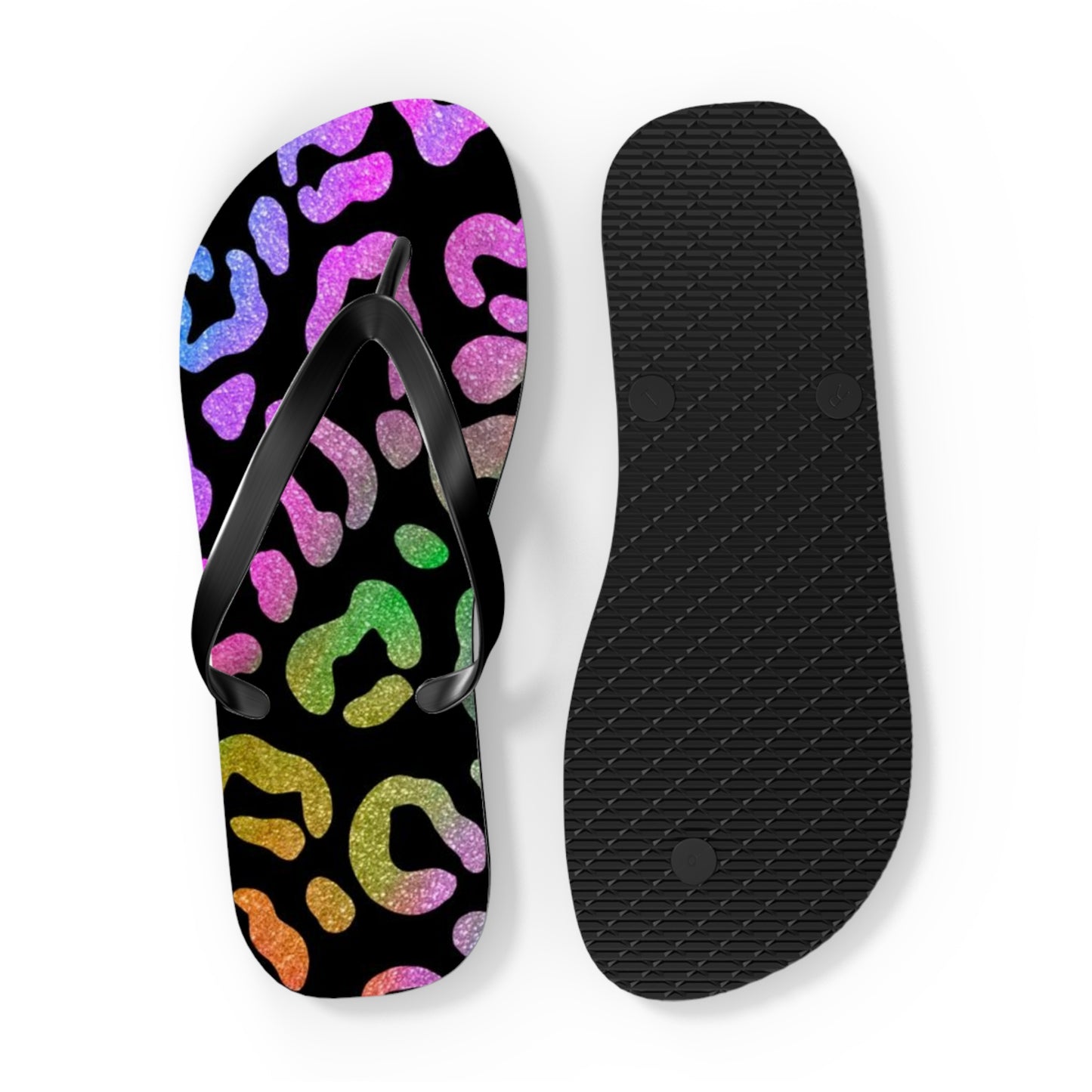 Glitter Cheetah Beach Sandals, Slides for Summer, Flip Flops, Water Resistant