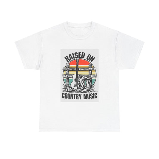 Raised On Country Music Tshirt Retro Music Unisex Heavy Cotton Tee