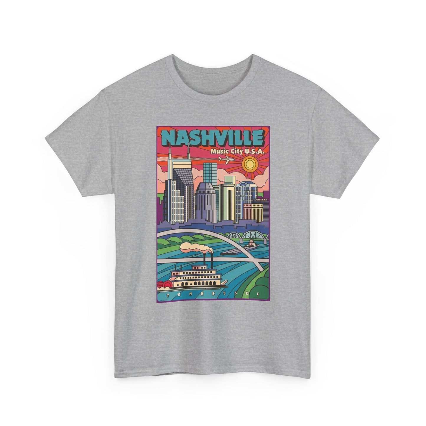 Nashville Graphic T Shirt Retro Tennessee Unisex Heavy Cotton Tee