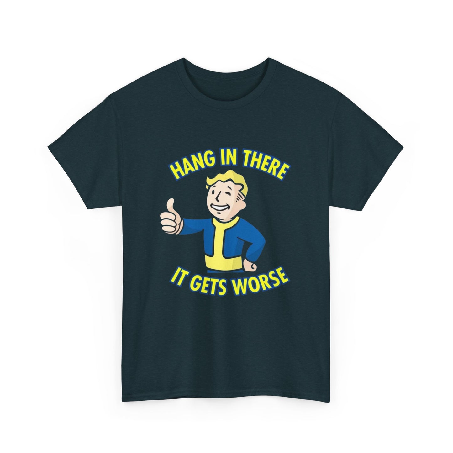 Fallout Graphic T Shirt Hang In There Funny Vintage Game Unisex Heavy Cotton Tee