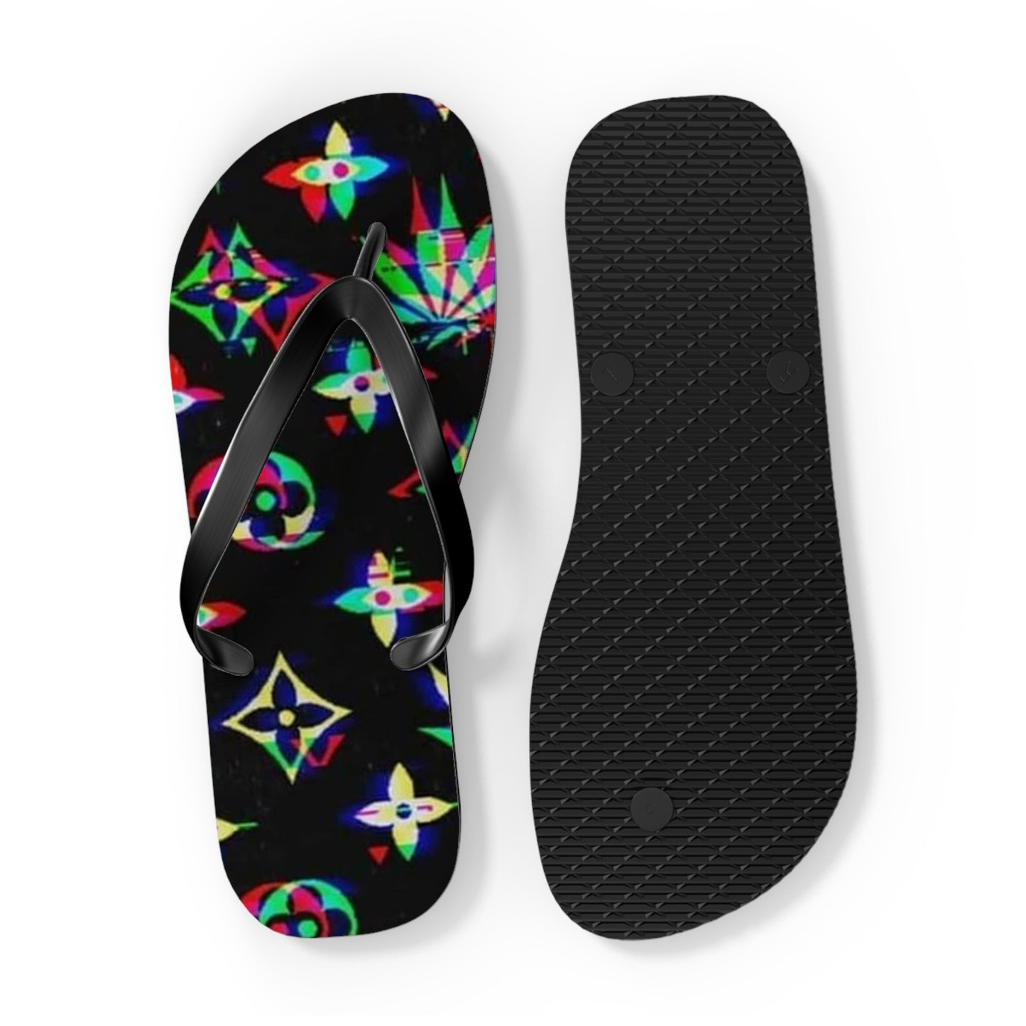 WAVES And SUN Co Sandals Weed Leafs  - Flip Flops -Slides Summer Beach BRAND NEW