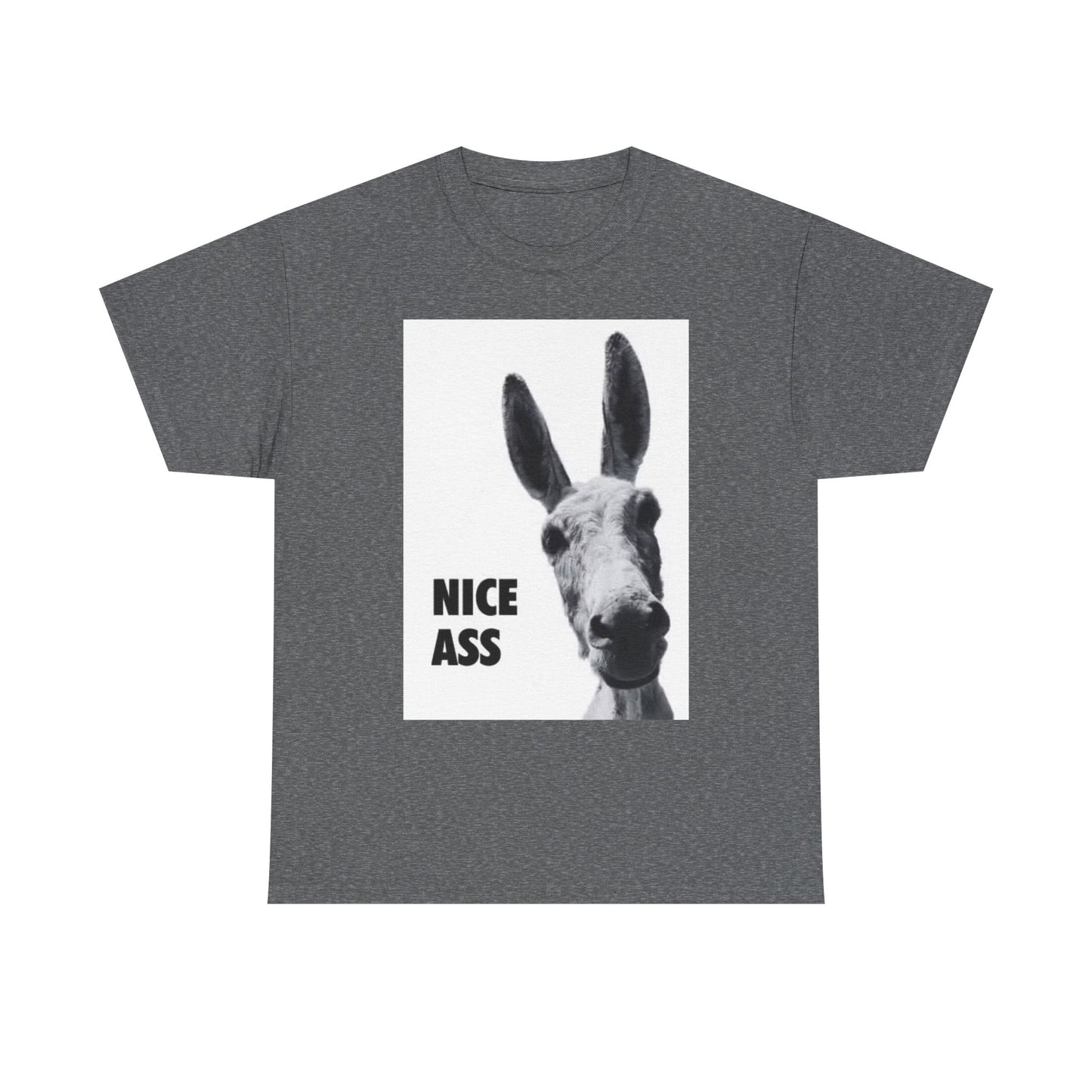Nice Ass T Shirt Funny Donkey Animal Jokes Comedy Gift Unisex Heavy Cotton Tee