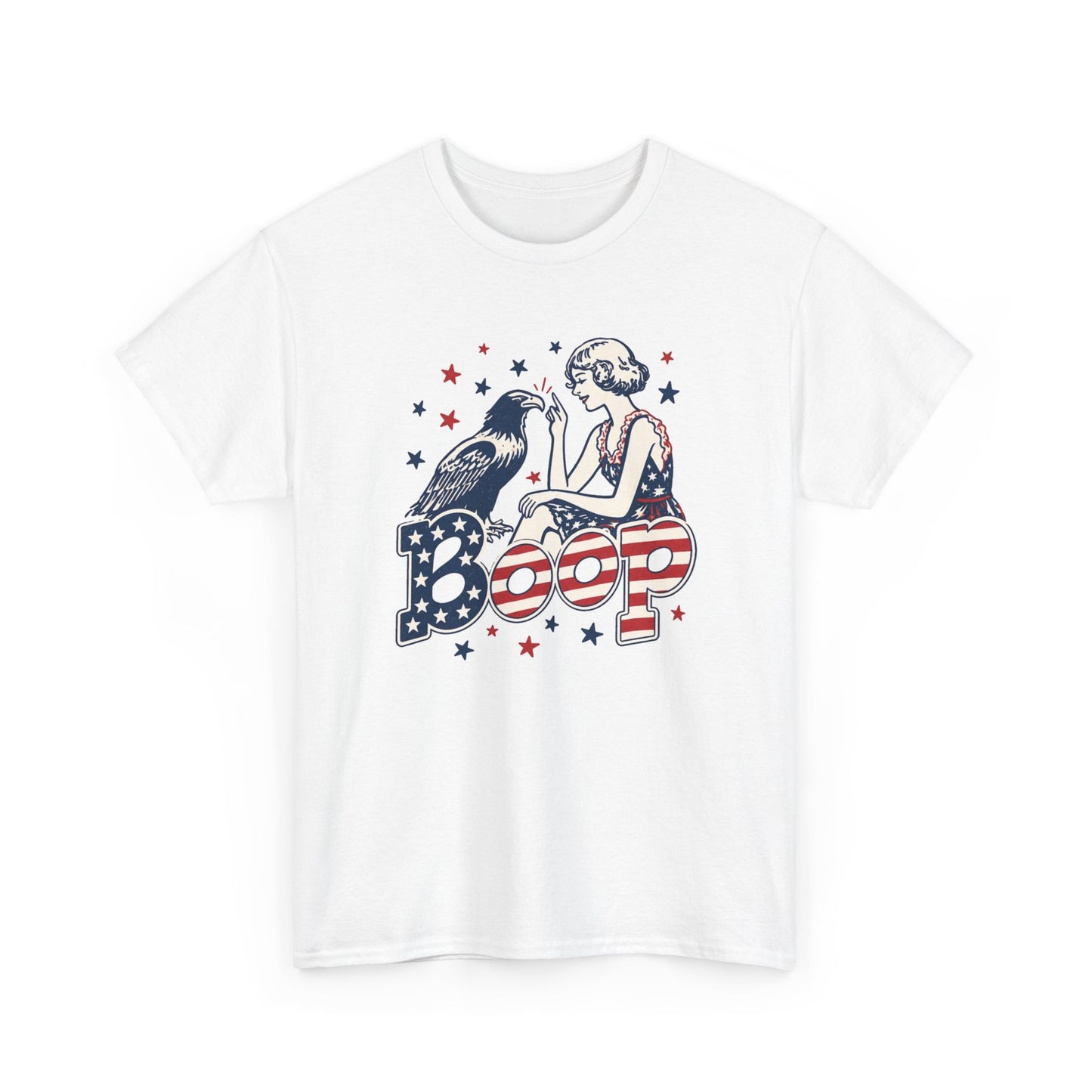Bald Eagle USA Boop Funny Graphic T Shirt Men's Heavy Cotton Tee