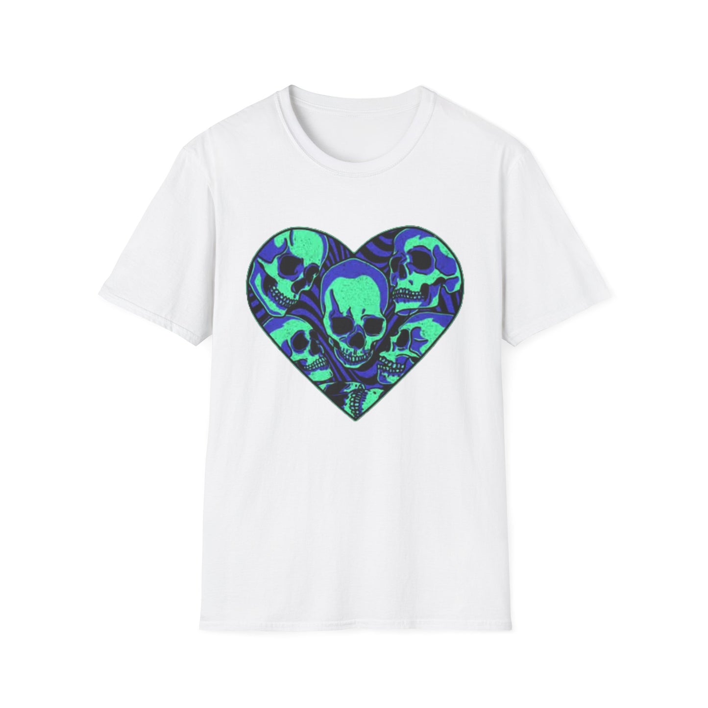 Death Heart Graphic T Shirt Retro Skeleton Unisex Softstyle T-Shirt