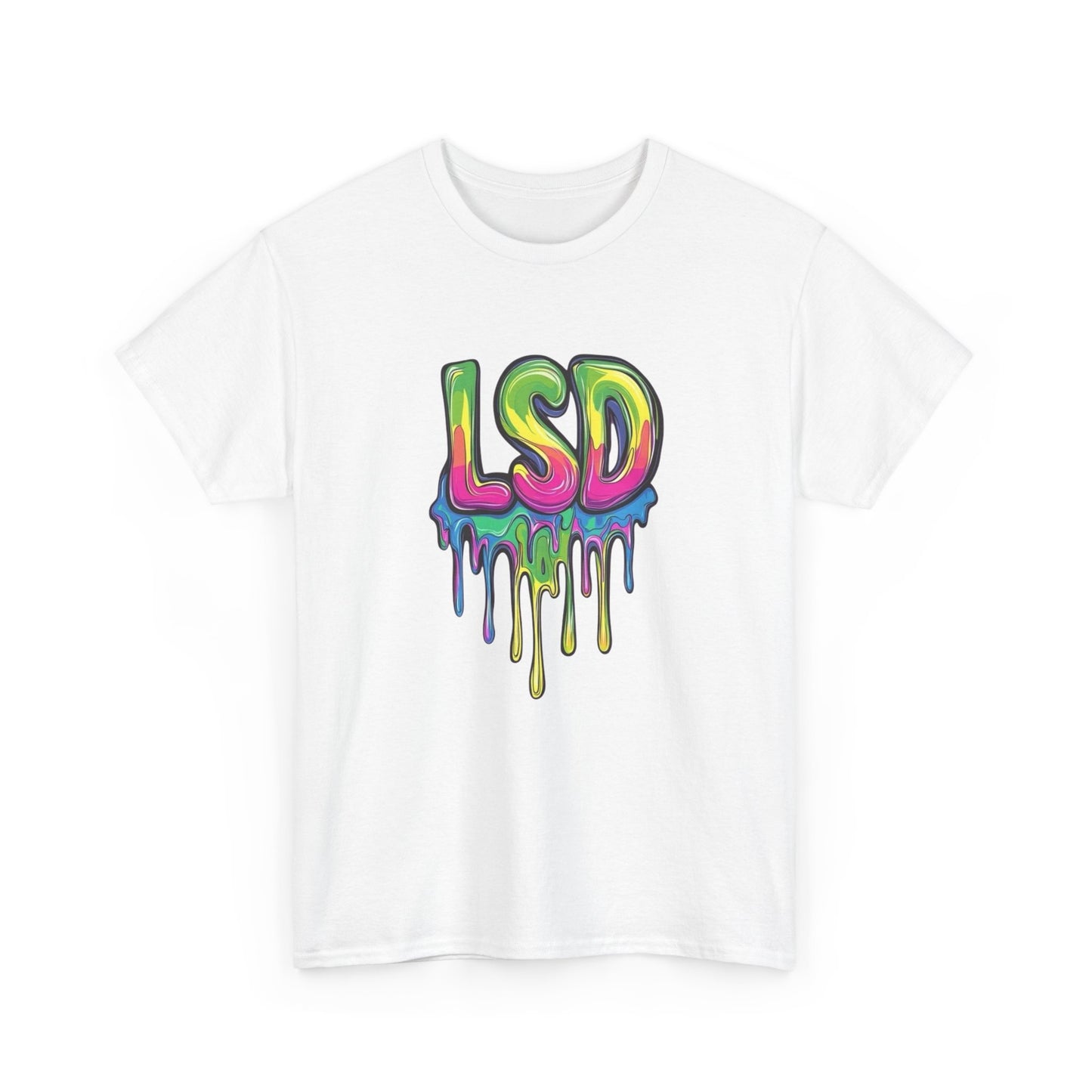 LSD Trippy Neon Graphic T Shirt Unisex Heavy Cotton Tee