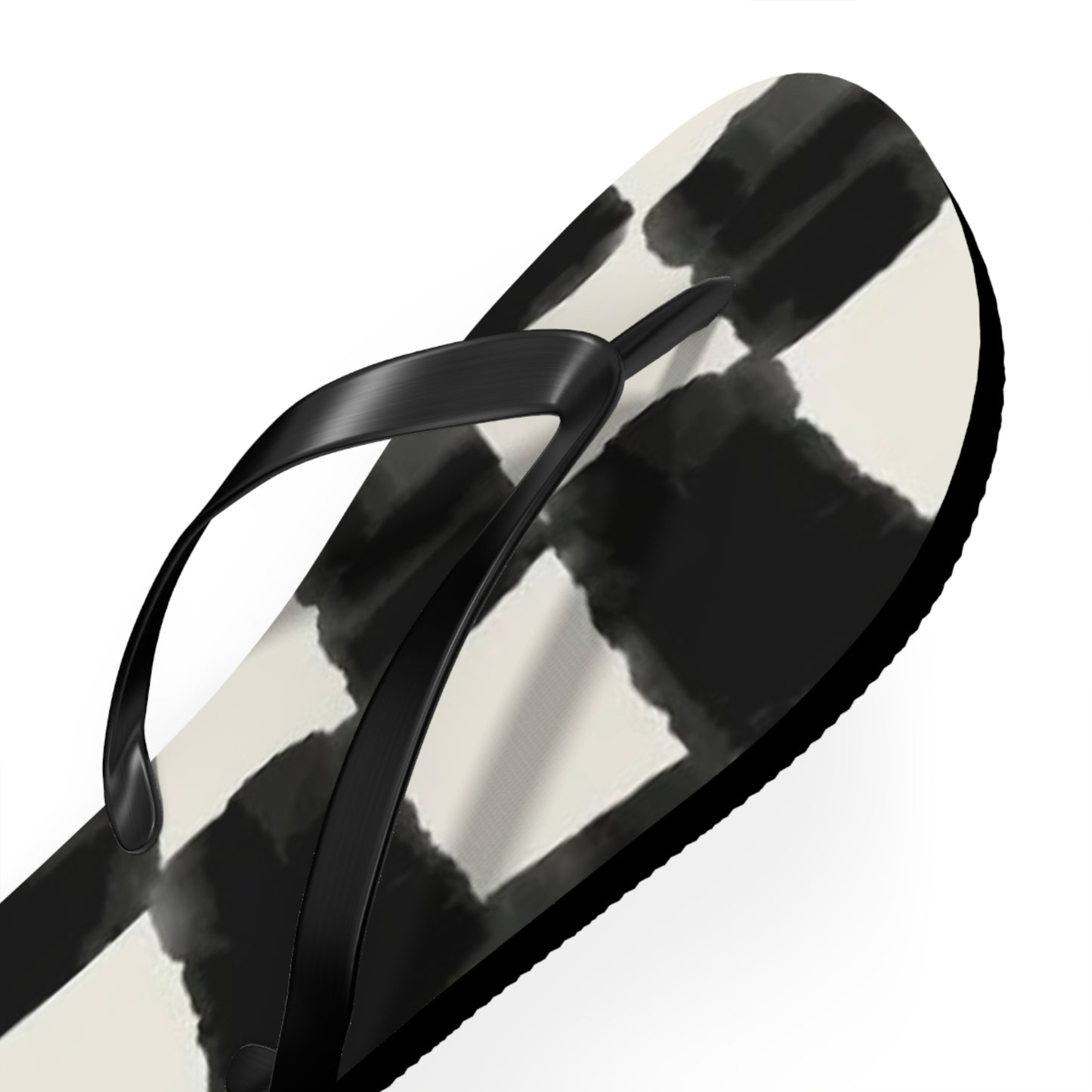 Checkered Black And White Sandals, Beach Shoes, Vacation Flip Flops, Pool Slides