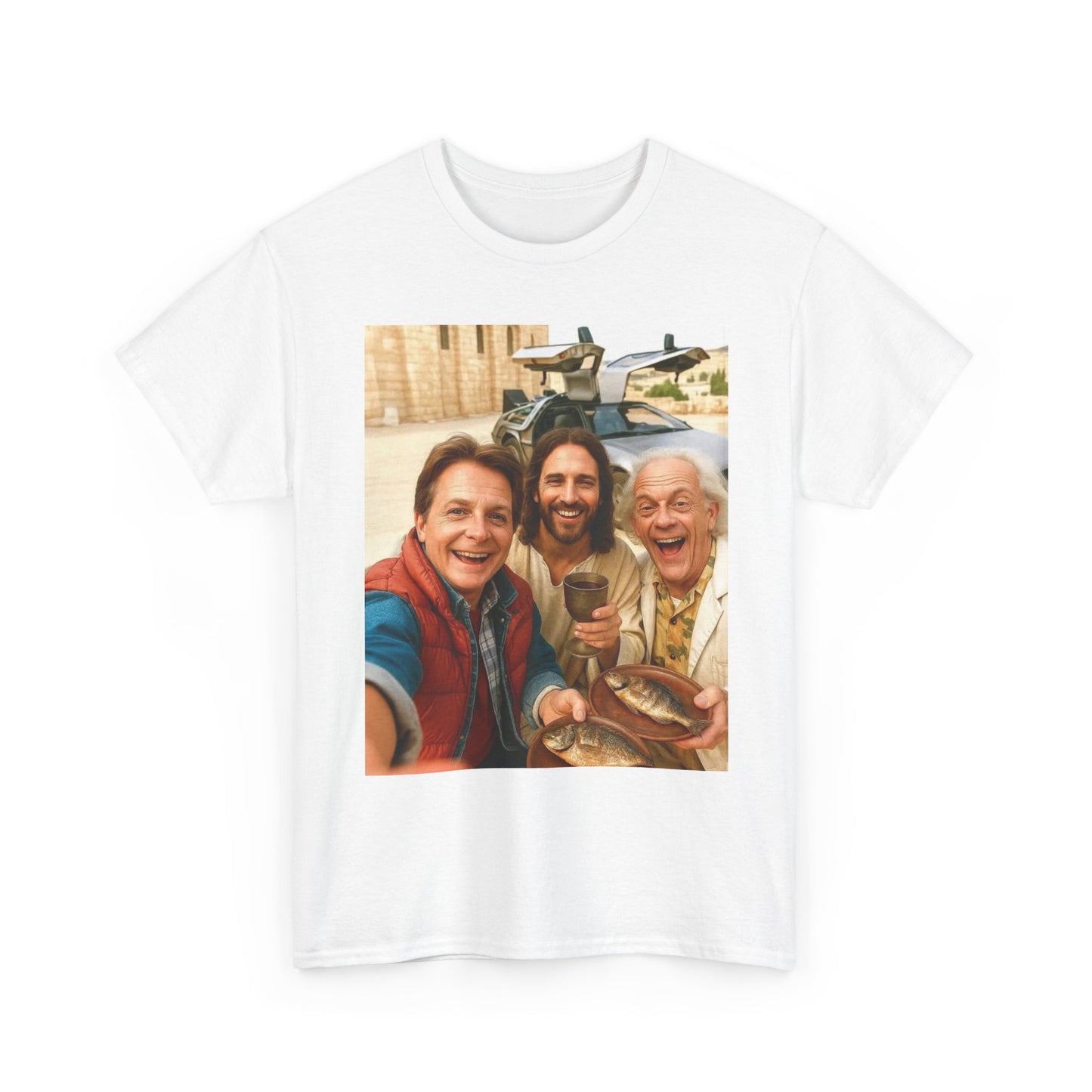 Back To The Future Funny Graphic T Shirt Jesus Unisex Heavy Cotton Tee
