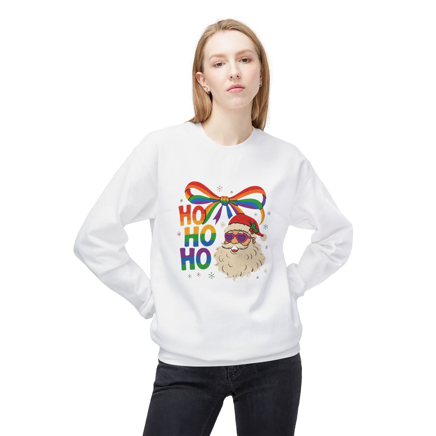 Rainbow Christmas Sweater NEW Unisex Fleece Crewneck Sweatshirt