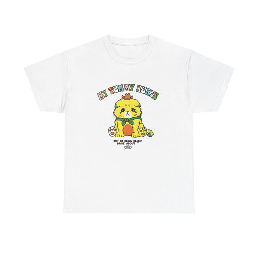 My tummy hurts T-shirt teddy bear rainbow funnny graphic Unisex Heavy Cotton Tee