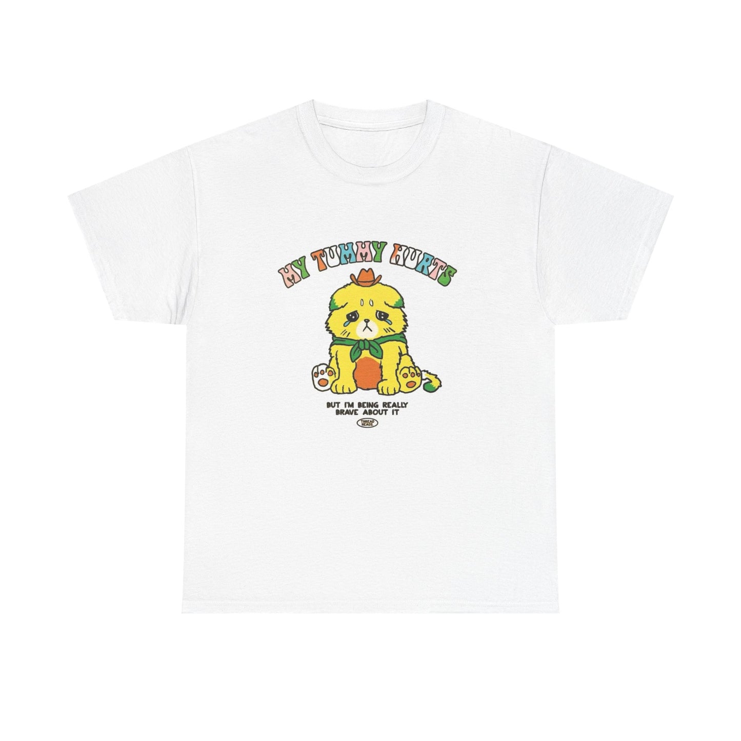 My tummy hurts T-shirt teddy bear rainbow funnny graphic Unisex Heavy Cotton Tee