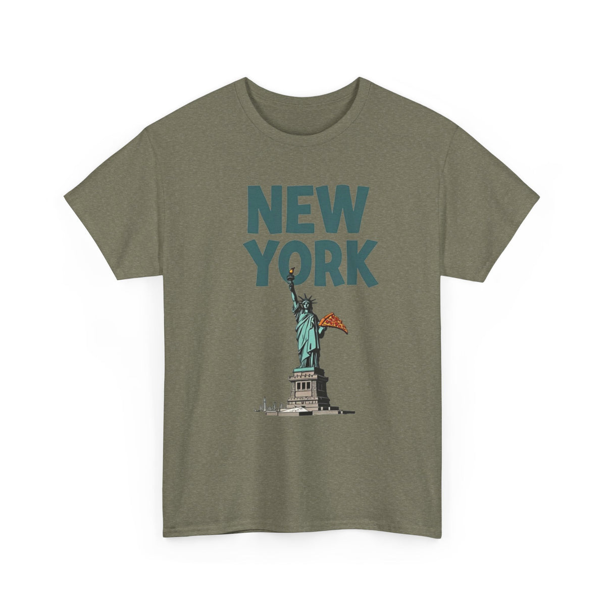 New York City Pizza Graphic T Shirt Men's Retro Heavy Cotton Tee